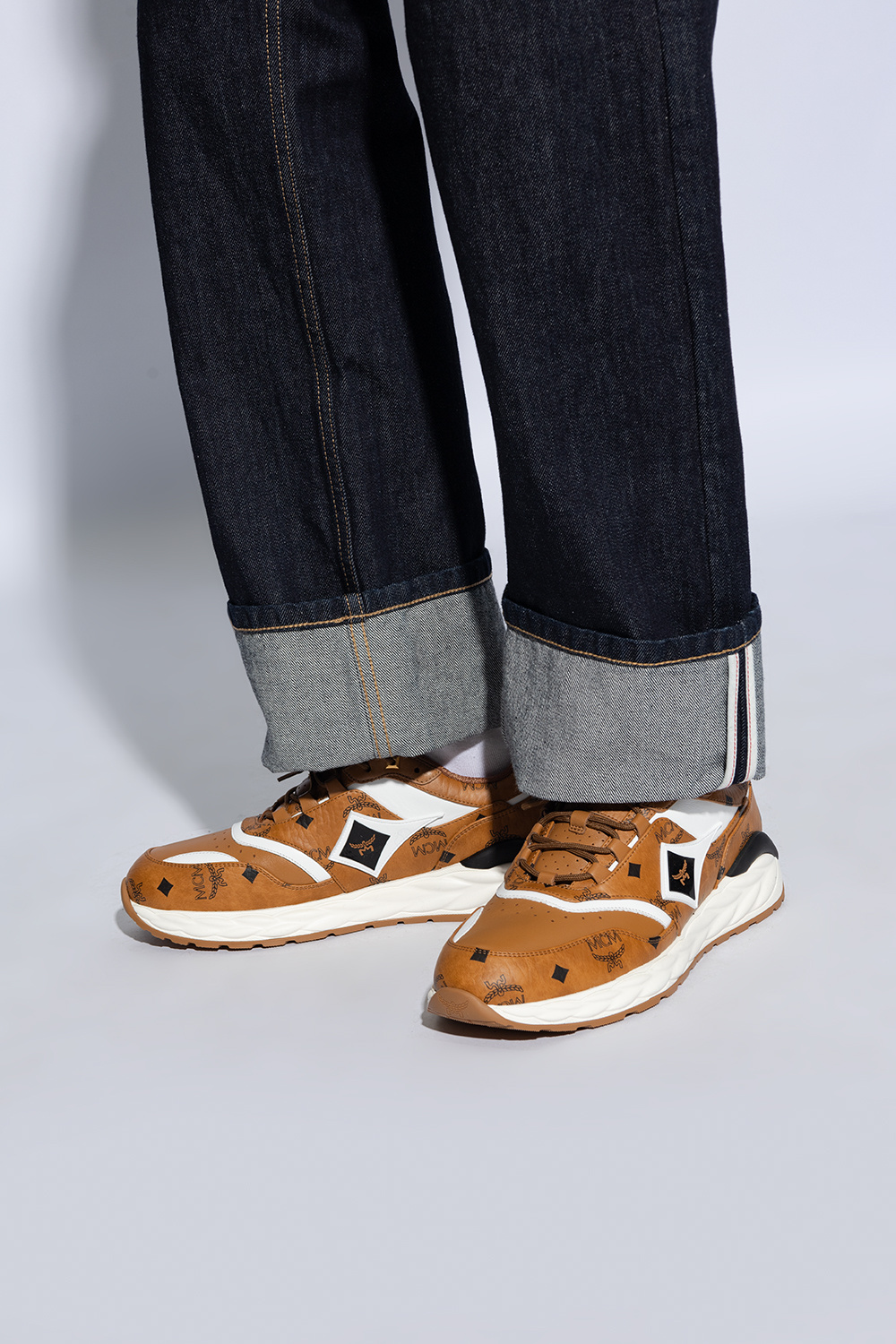 スニーカー Mcm Multicolor Canvas And Leather Skywander Sneakers MCM Multicolor Canvas And Leather Skywander Sneakers